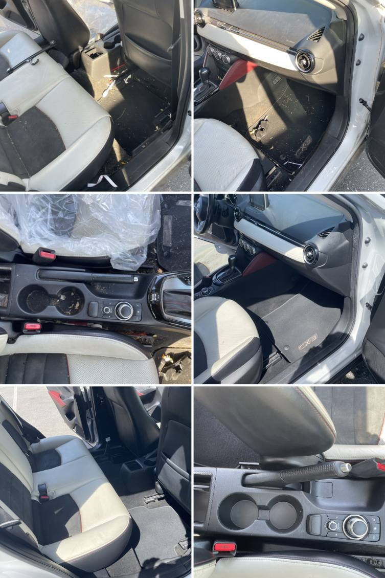 Interior before and after